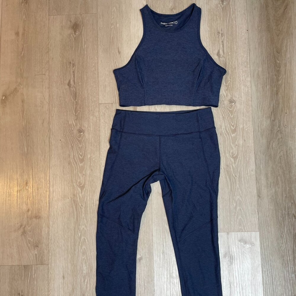 Outdoor Voices Athena L Blue Workout Set